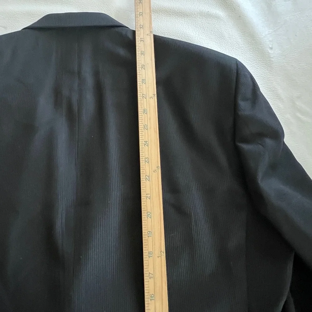 Sean John Suit Coat Pants 2 pc 48L 42W Black Stretch Raw Hem Legs Altered Wide